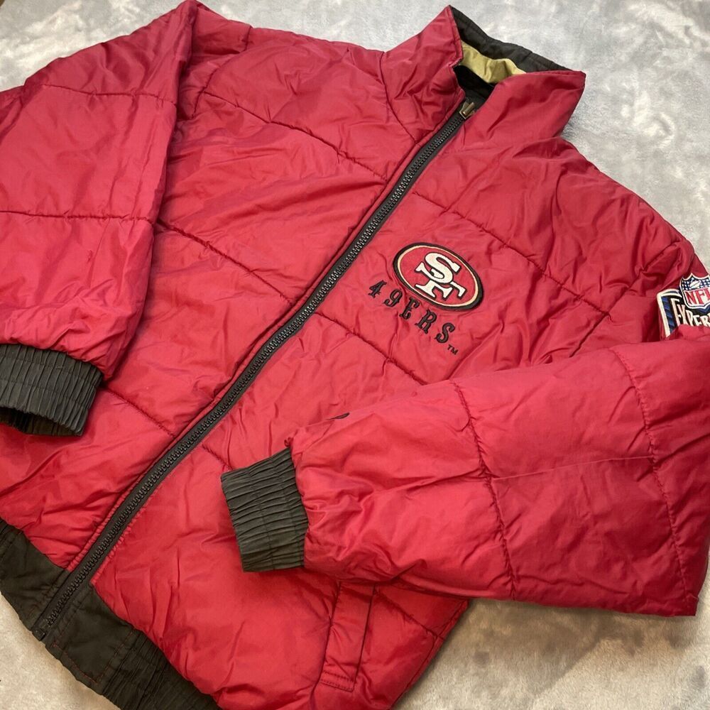 Vintage San Francisco 49ers Reversible Jacket Mens S Big Logo NFL Pro Player 90s - Picture 4 of 16